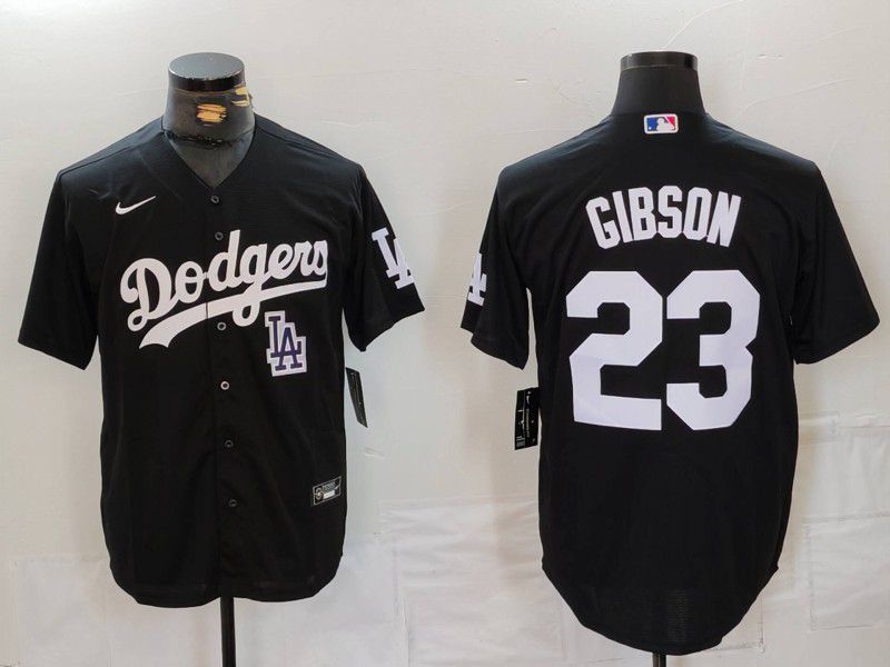 Men Los Angeles Dodgers 23 Gibson Black Nike Game 2024 MLB Jersey style 5